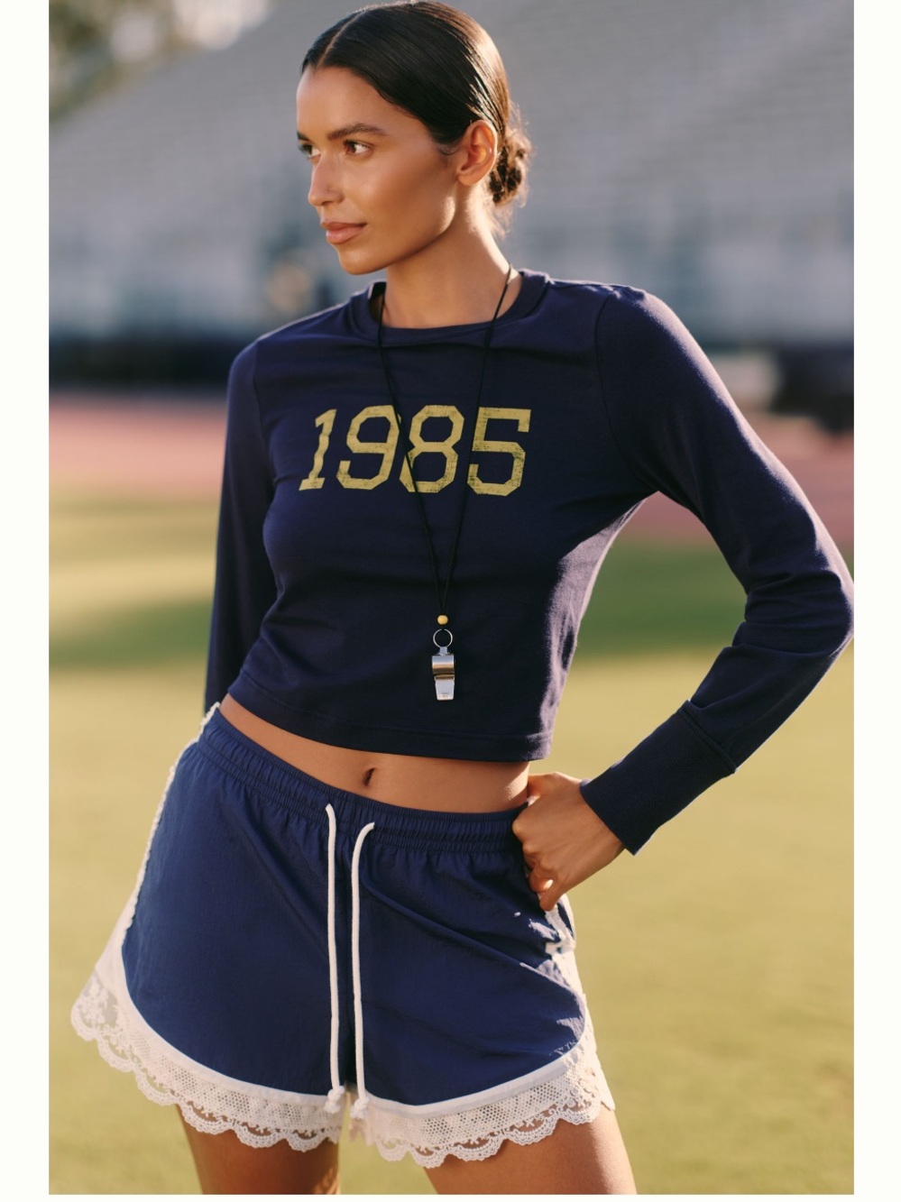 Daily Practice Annual Crew Neck Navy 1985 Graphic Long-Sleeve Tee Anthropolgie